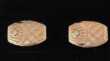 Vintage Cuff Links - Gold and CZ