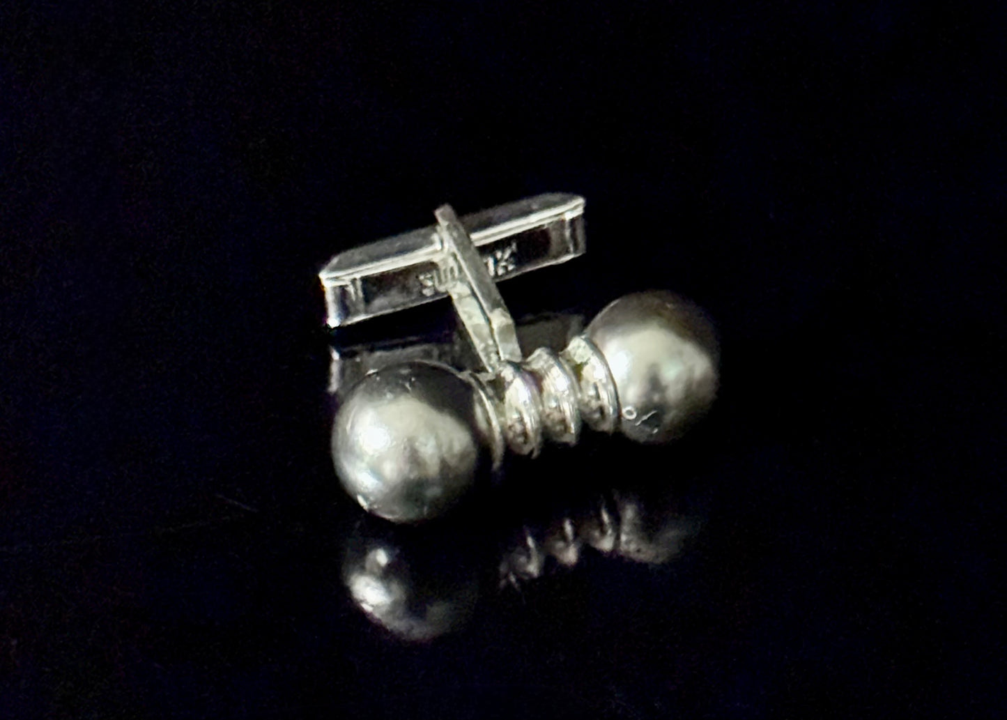Vintage Cuff Links - Grey Barbells