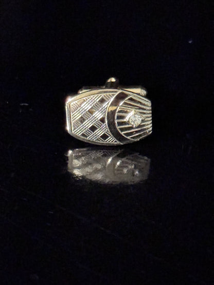 Vintage Cuff Links - Gold and CZ
